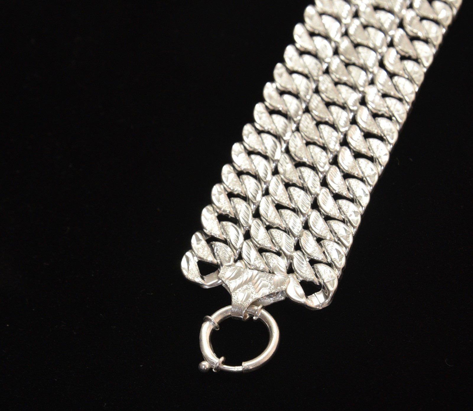 Pure 925 Sterling Silver Wide Mesh Cuff Bracelet, Chunky Braided Link Bangle, Statement Jewelry Gift For Women (Pack of 1)