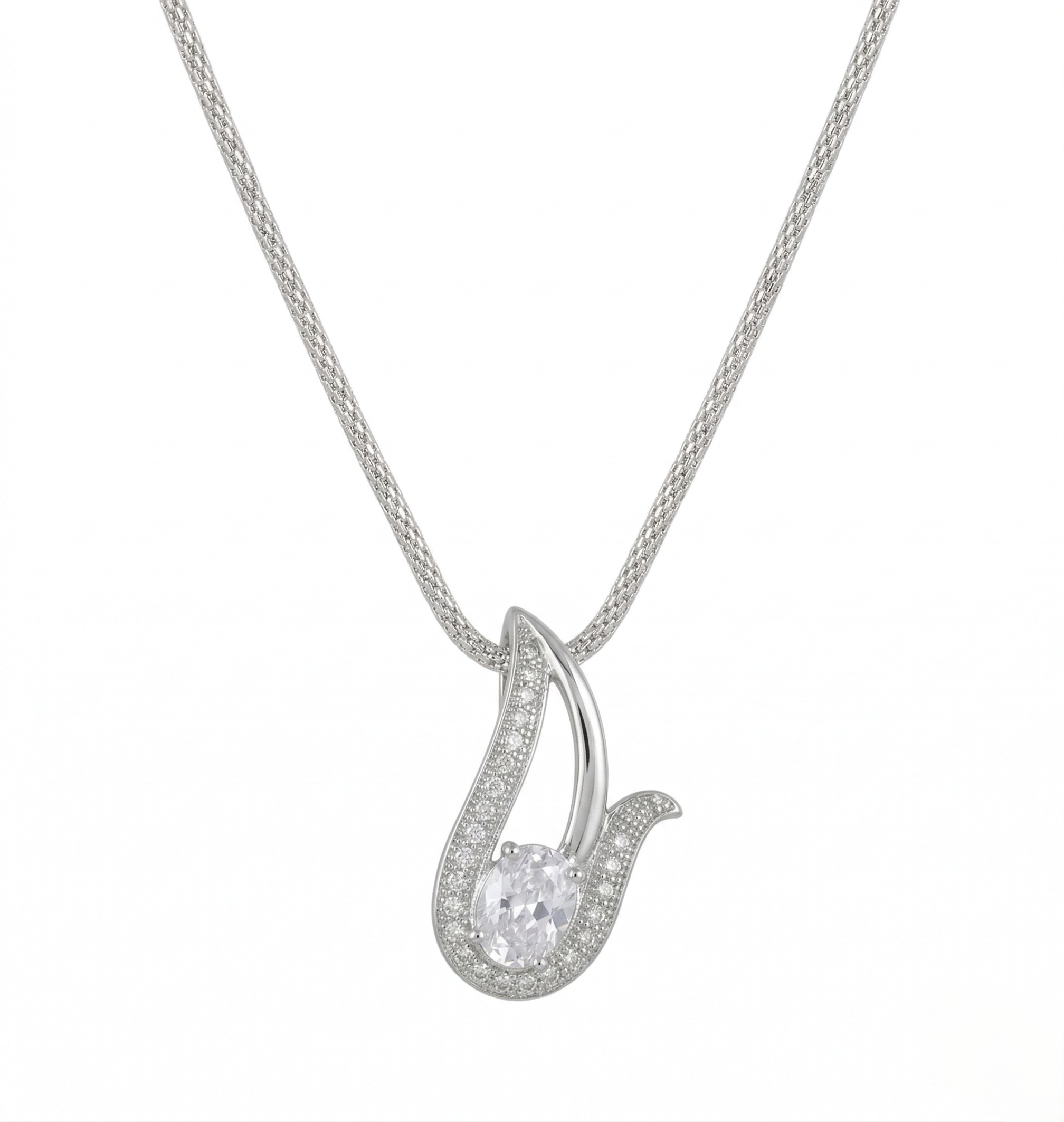 Pure 925 Sterling Silver Radiant Teardrop Swirl Pendant, For unisex