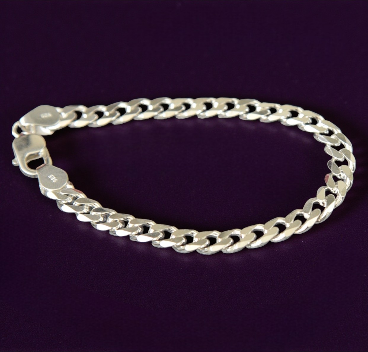 Pure 925 Sterling Silver Curb Chain Bracelet for Gents