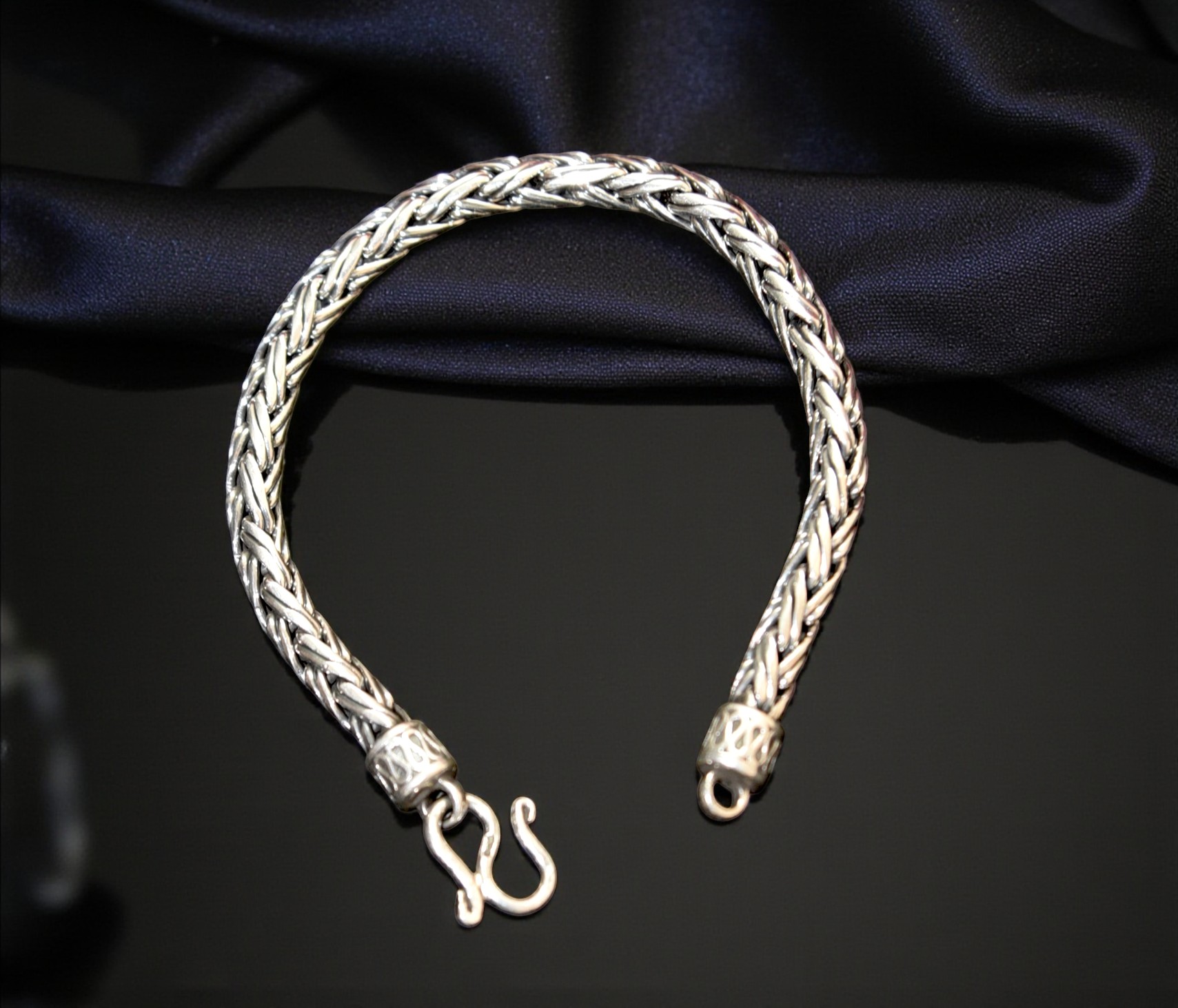 Pure 925 Sterling Silver Braided Chain Bracelet For Unisex (Pack of 1)