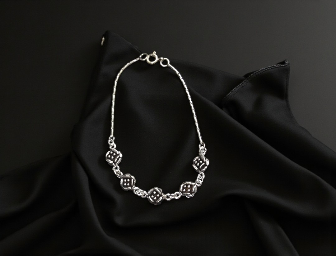 Pure 925 Sterling Silver Bracelet with Flower Charms For Women,Girls (Pack of 1)