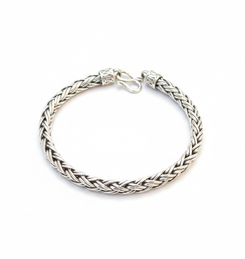 Pure 925 Sterling Silver Braided Chain Bracelet For Unisex (Pack of 1)