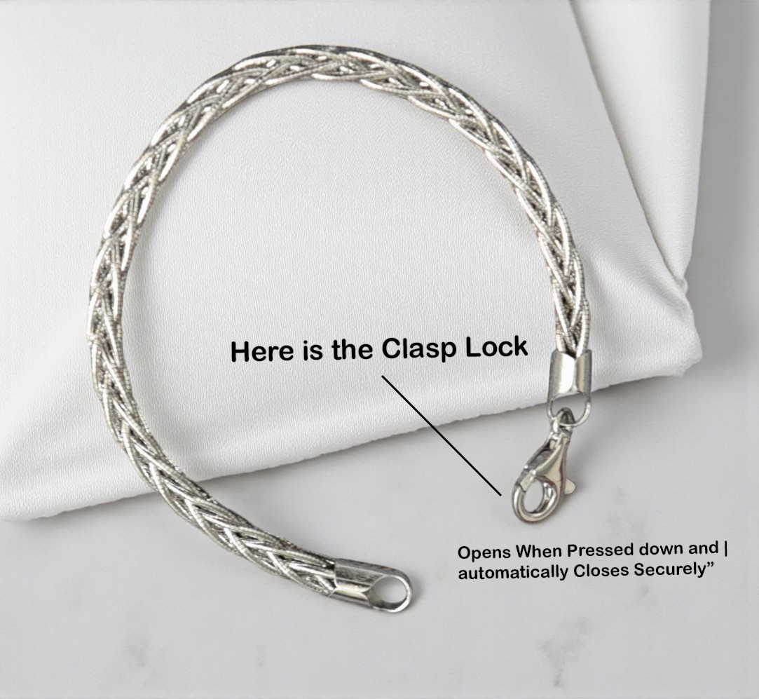 Pure 925 Sterling Silver Braided Chain Bracelet,- For Unisex (Pack of 1)