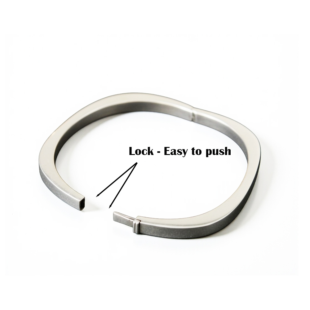 Pure 925 Sterling Silver Minimalist Geometric Bangle Bracelet with easy-to-push locking, For Women,Girls (Pack of 1)