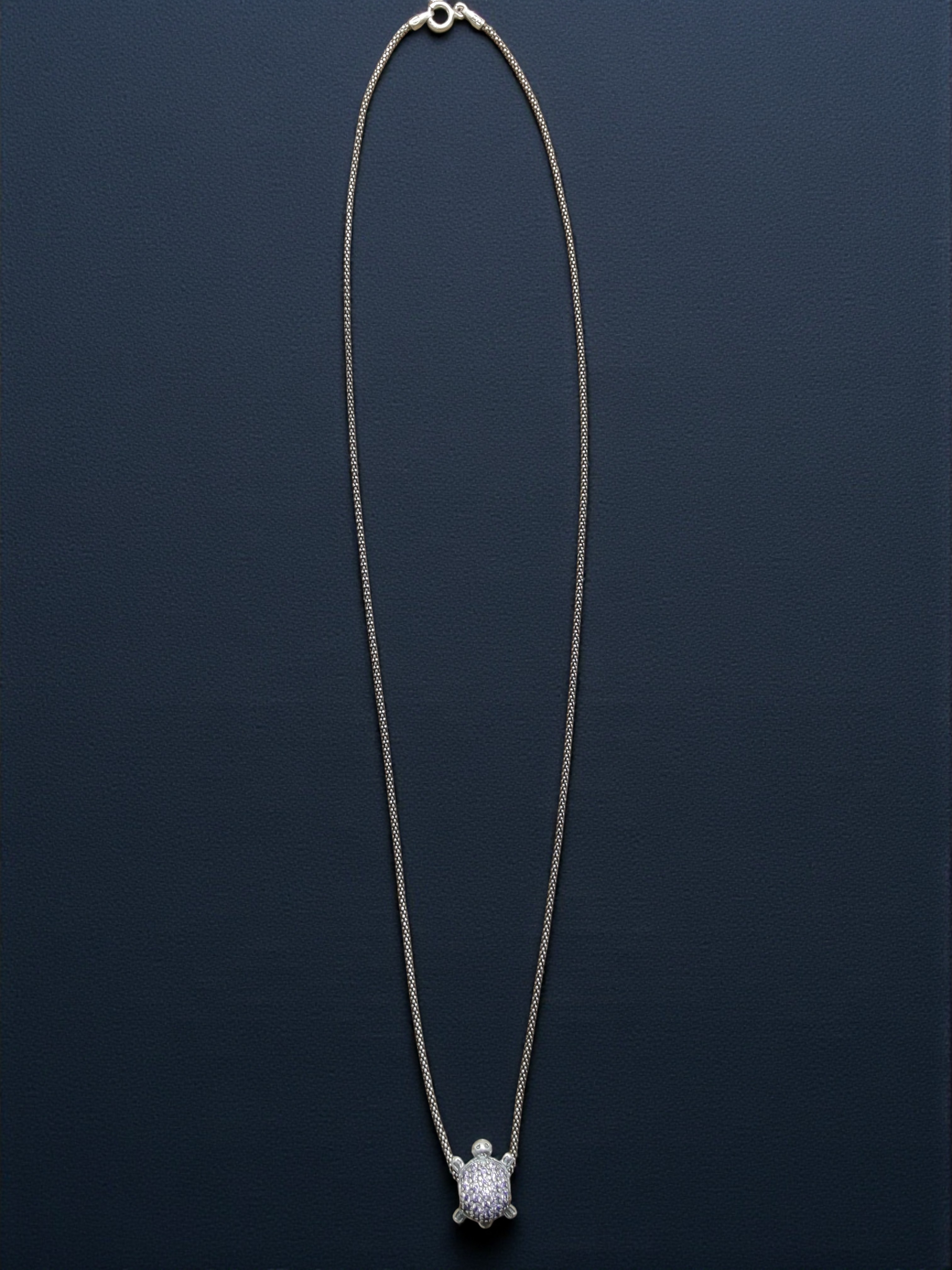 Pure 925 Sterling Silver Turtle Pendant for Turtle Lovers, Purple Crystal Sea Turtle, Birthday Gift for Her,(pack of 1)