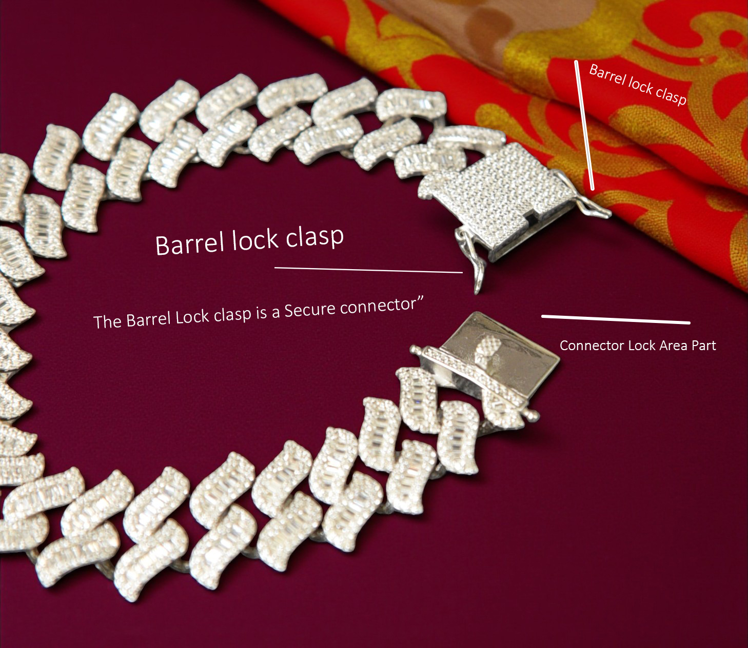 Pure 925 Sterling Silver Bracelet Iced Out Baguette Cuban Link, Silver Tone Prong Set Cubic Zirconia with Secure Box Clasp Bracelet for Women,Girls (Pack of 1)