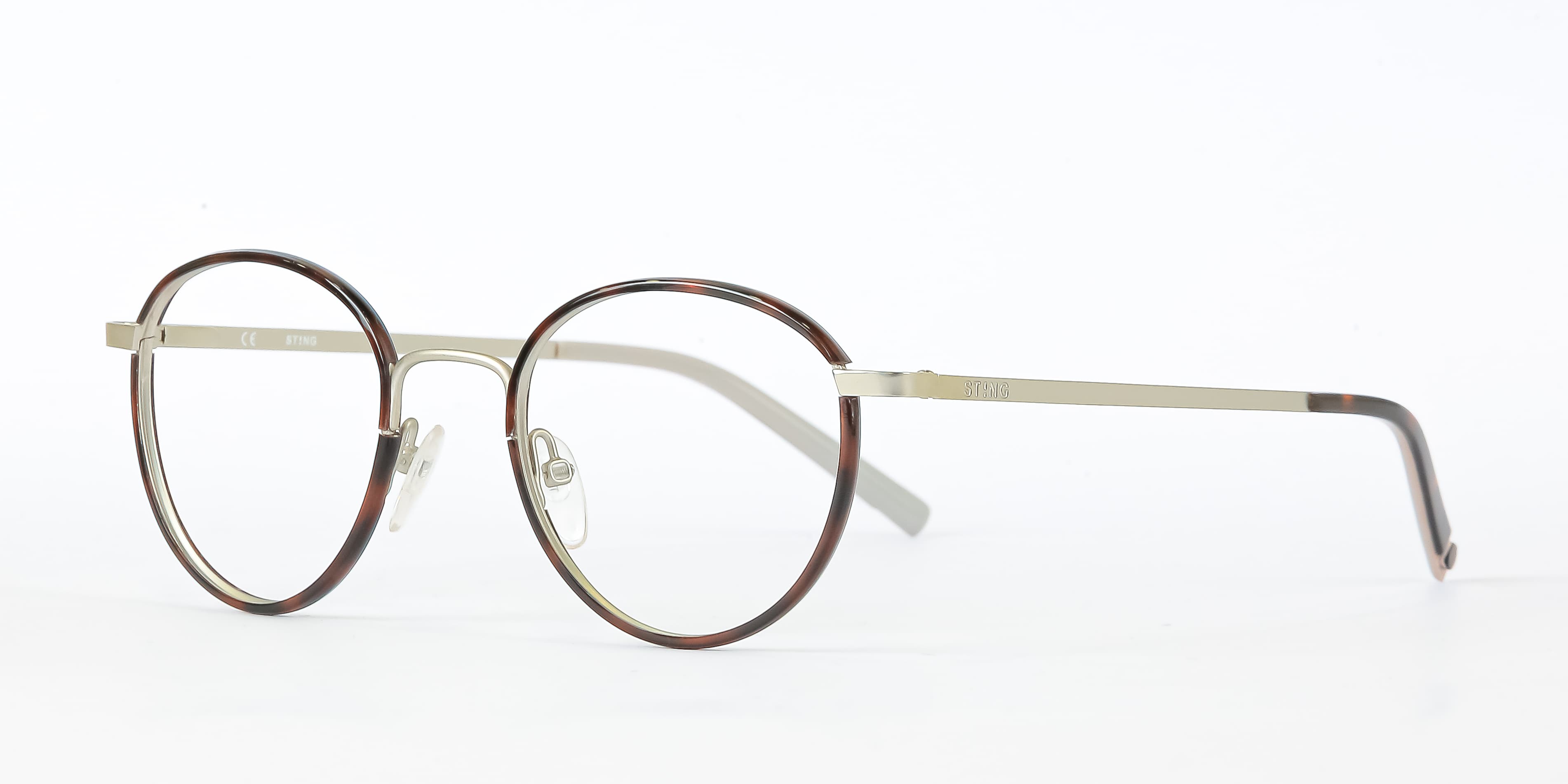 Sting Round Metal Eyeglasses | Slim Gold & Tortoise Frames