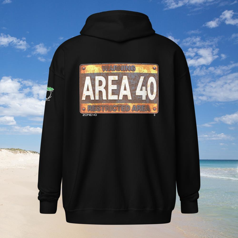 Sweat à capuche zippé unisexe "AREA 40"