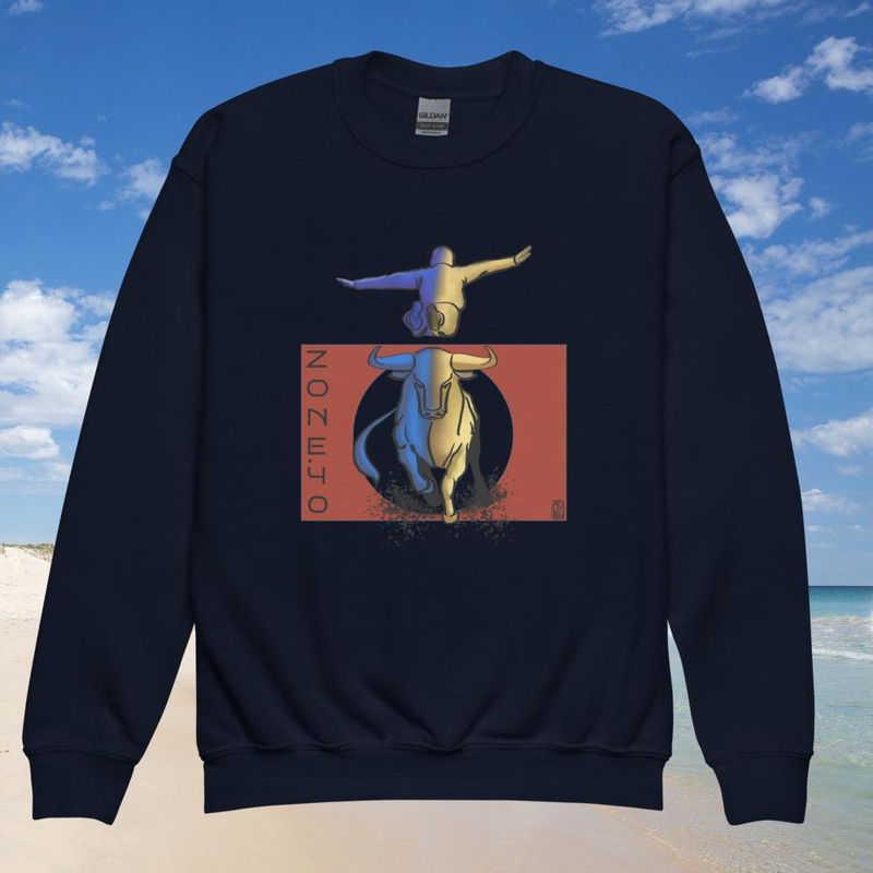 Sweat enfant col rond unisexe "Course Landaise"