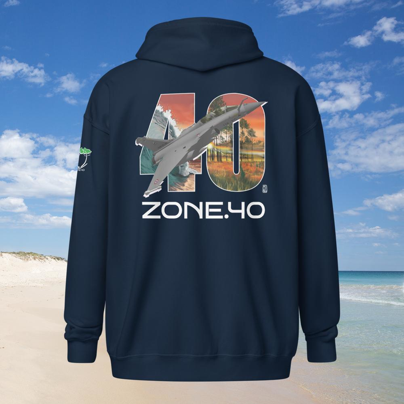 Sweat à capuche zippé unisexe "Rafale 40"