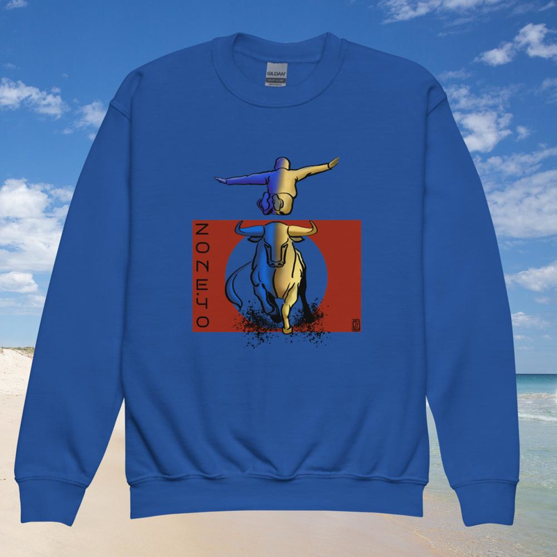 Sweat enfant col rond unisexe "Course Landaise"
