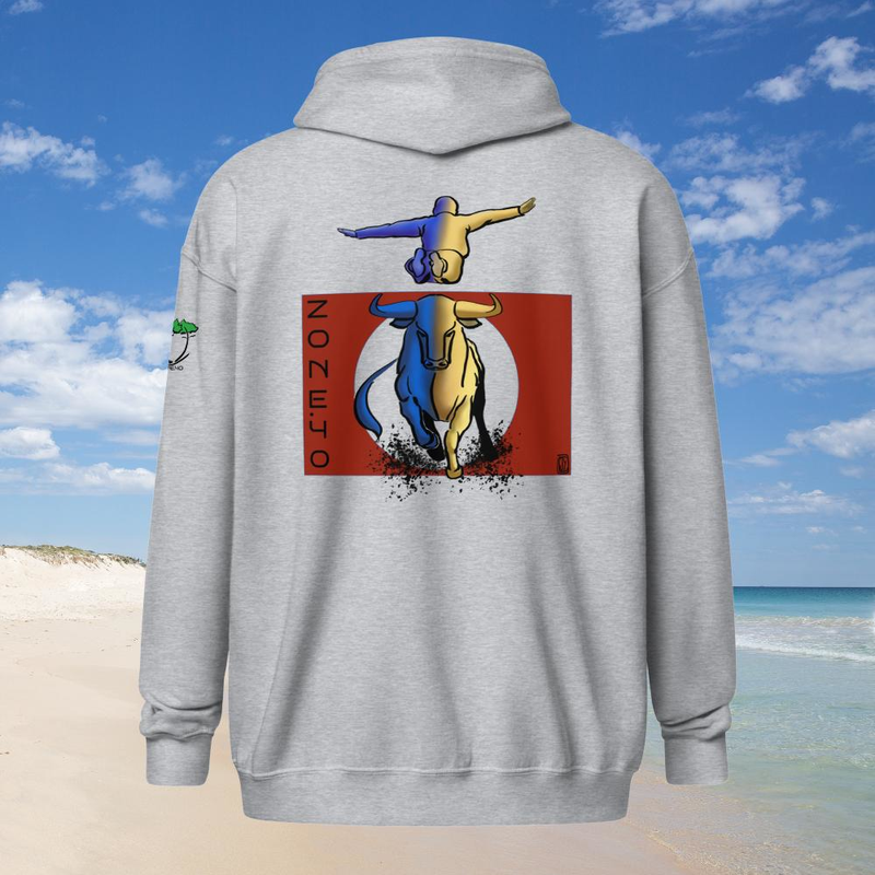 Sweat à capuche zippé unisexe "Course Landaise"