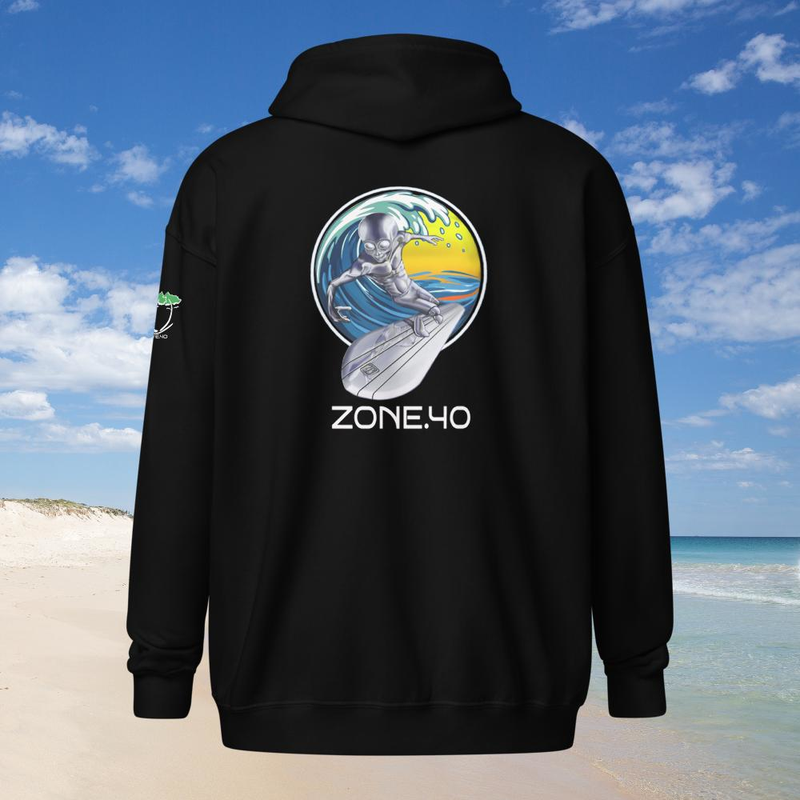 Sweat à capuche zippé unisexe "E-T Silver surfer" 