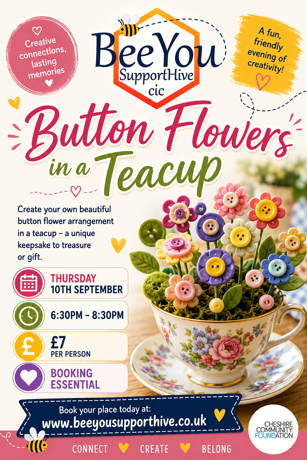 Button Flowers in a Teacup Workshop
