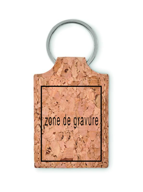 Porte-clé liège rectangle personnalisé par gravure