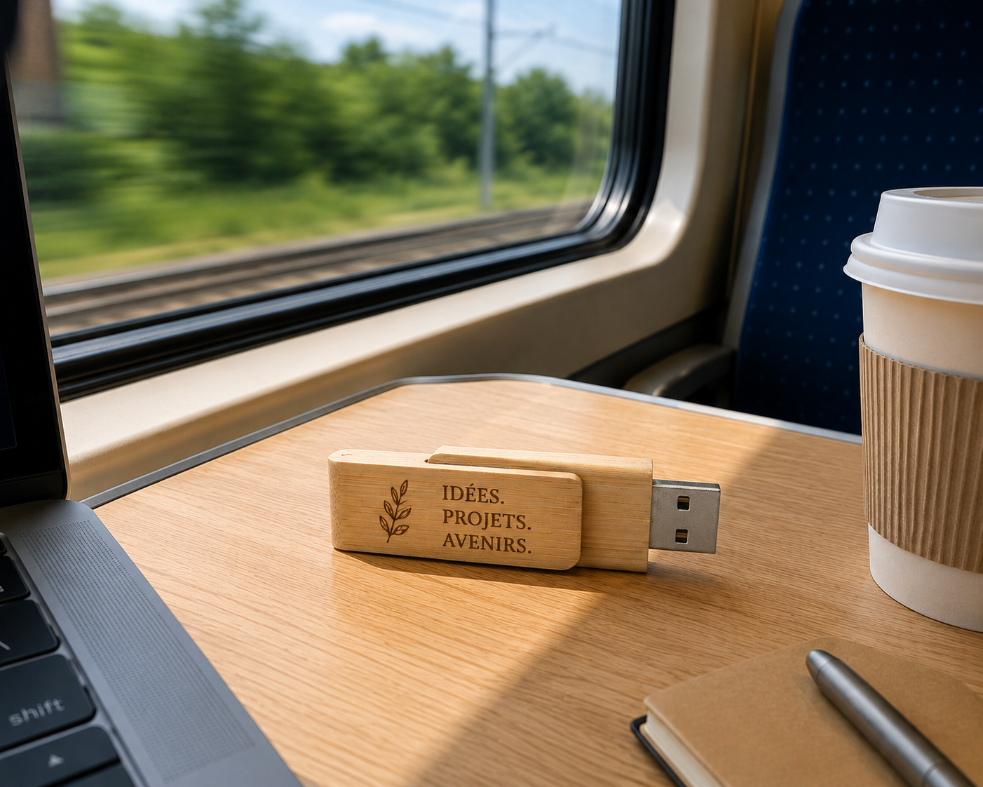 Clé USB 4 Go en bambou personnalisé par gravure