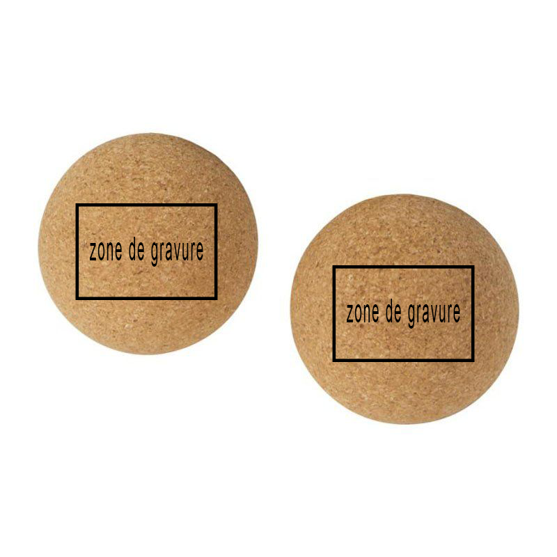 Balles de yoga en liège personnalisées par gravure avec sac tissu