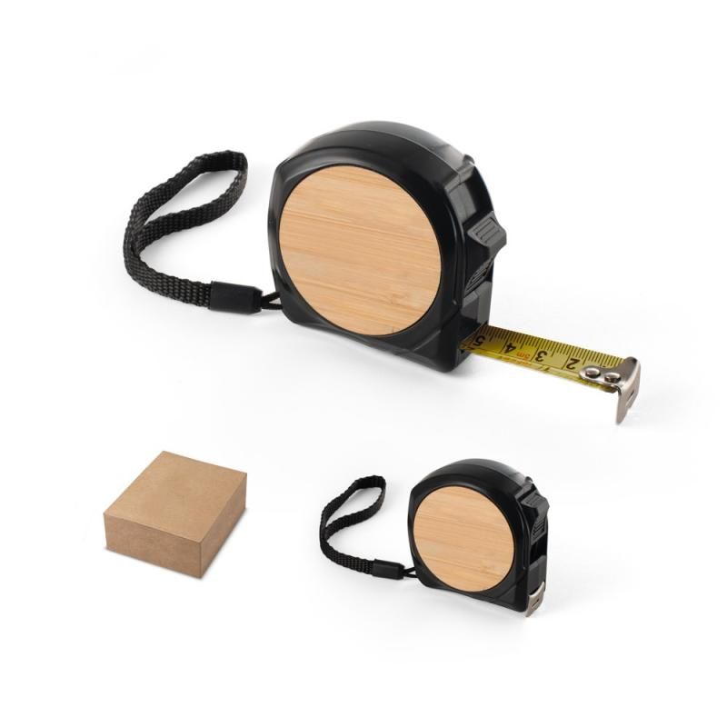 Mètre ruban de 5 mètres en bambou et ABS recyclé personnalisé par gravure