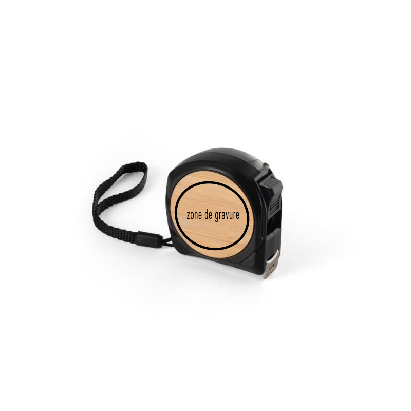 Mètre ruban de 5 mètres en bambou et ABS recyclé personnalisé par gravure