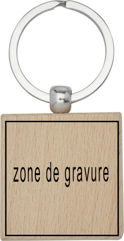 Porte-clé bois carré personnalisé par gravure