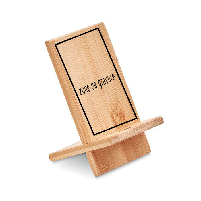 Support de téléphone en bambou personnalisé par gravure