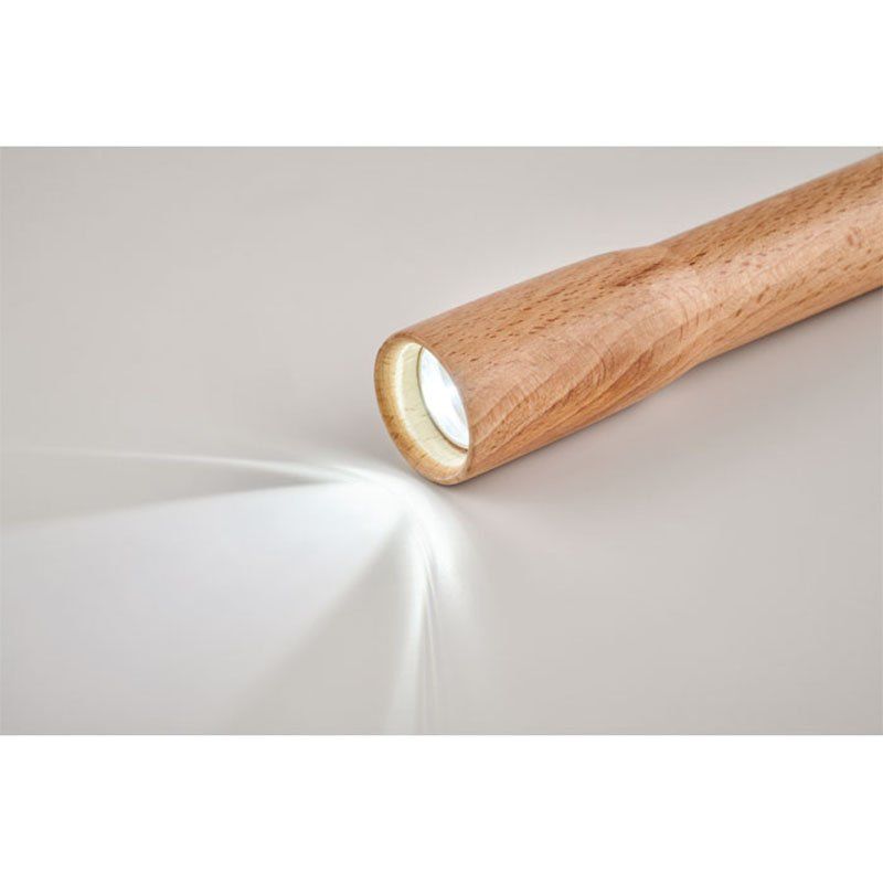 Lampe torche en bois de hêtre personnalisée par gravure