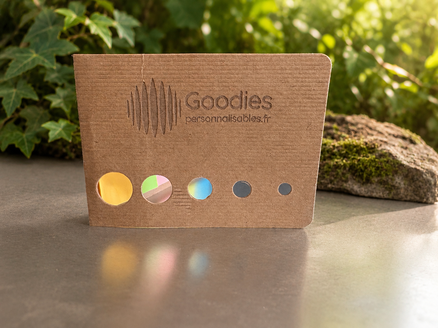 Bloc notes repositionnables avec oeillets en carton recyclé personnalisé par gravure 
