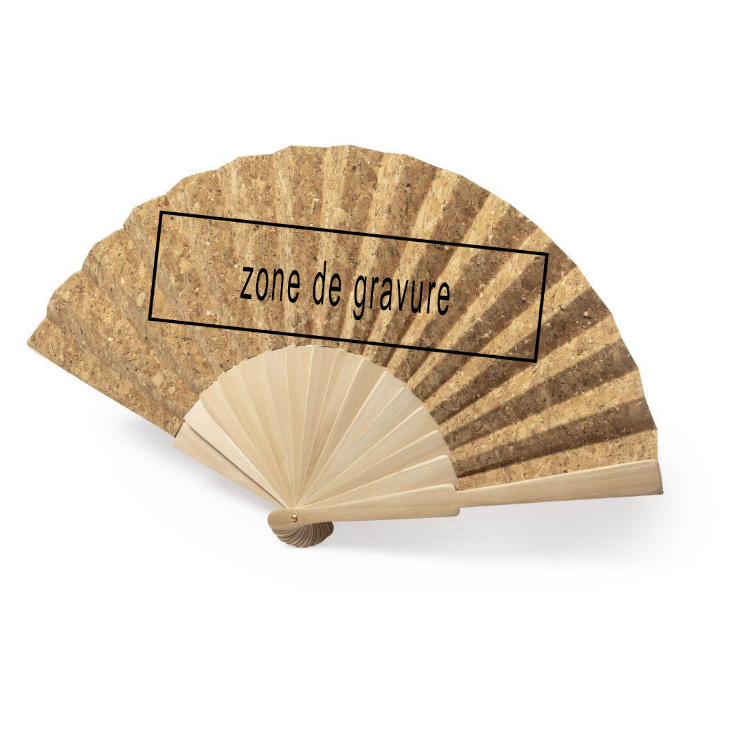 Eventail en bois et liège personnalisée par gravure