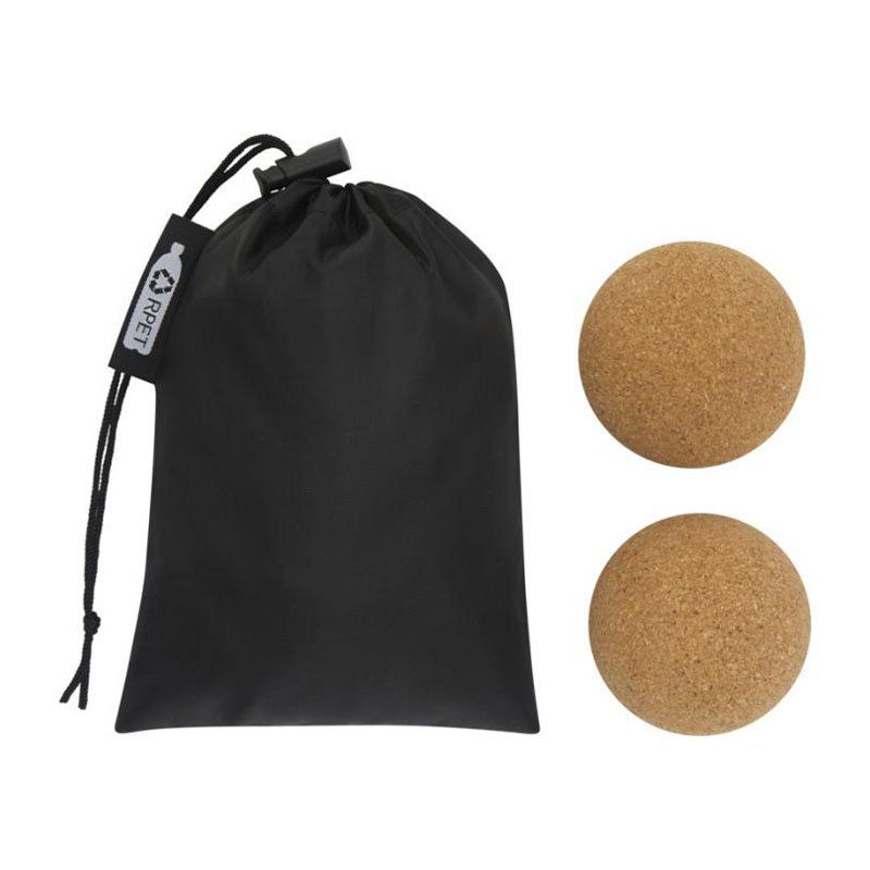 Balles de yoga en liège personnalisées par gravure avec sac tissu