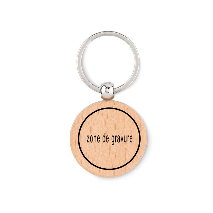 Porte-clé bois rond personnalisé par gravure