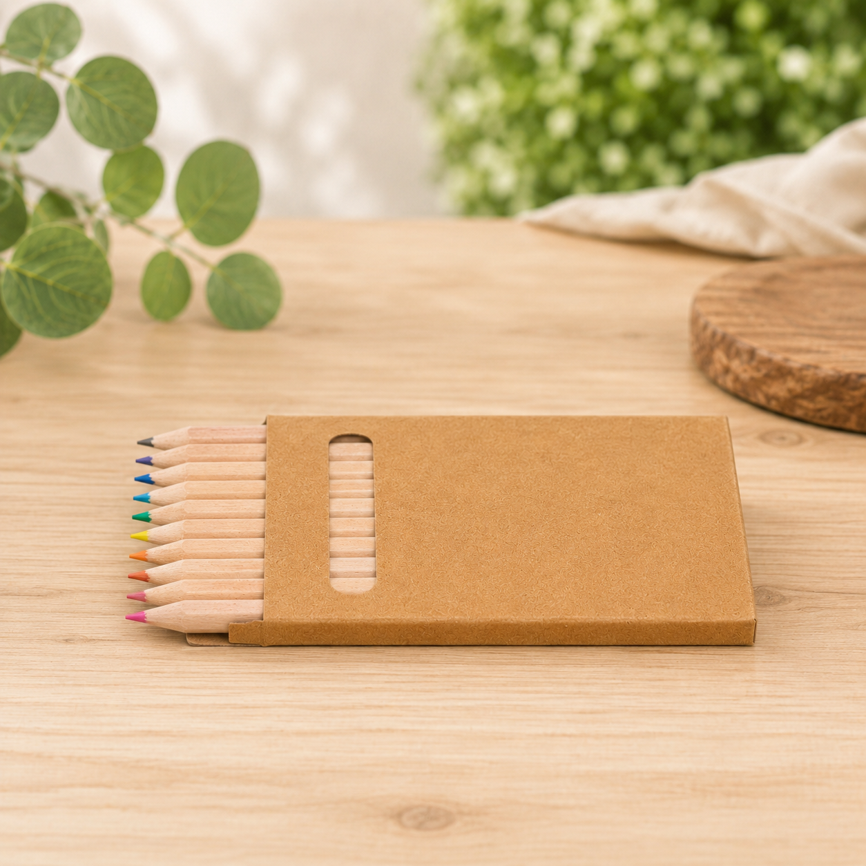 Boite de 12 crayons de couleur en kraft sans personnalisation