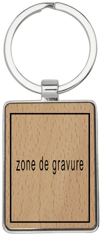 Porte-clé bambou et métal rectangle personnalisé par gravure