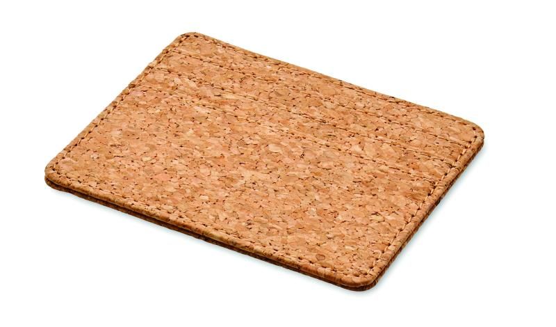 Porte-cartes en liège avec compartiment RFID personnalisé par gravure