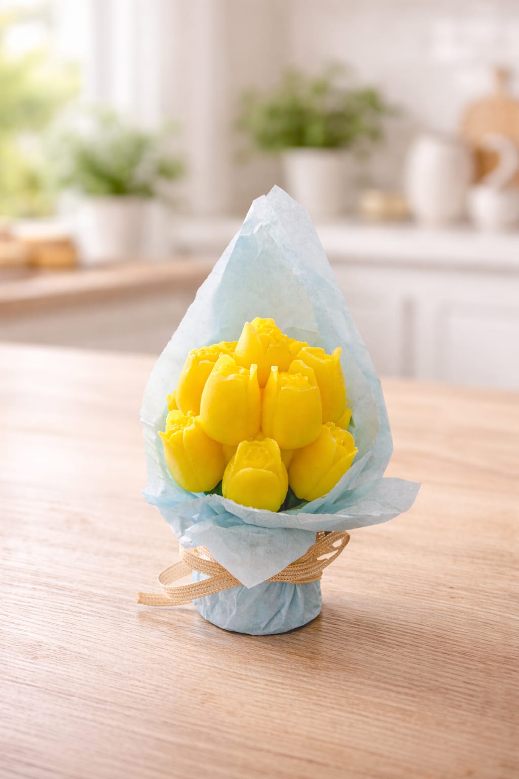 Yellow Tulip Candle Bouquet