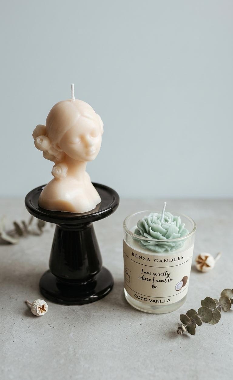 Sculpted Bust Soy Candle & Floral Scented Jar Candle Set