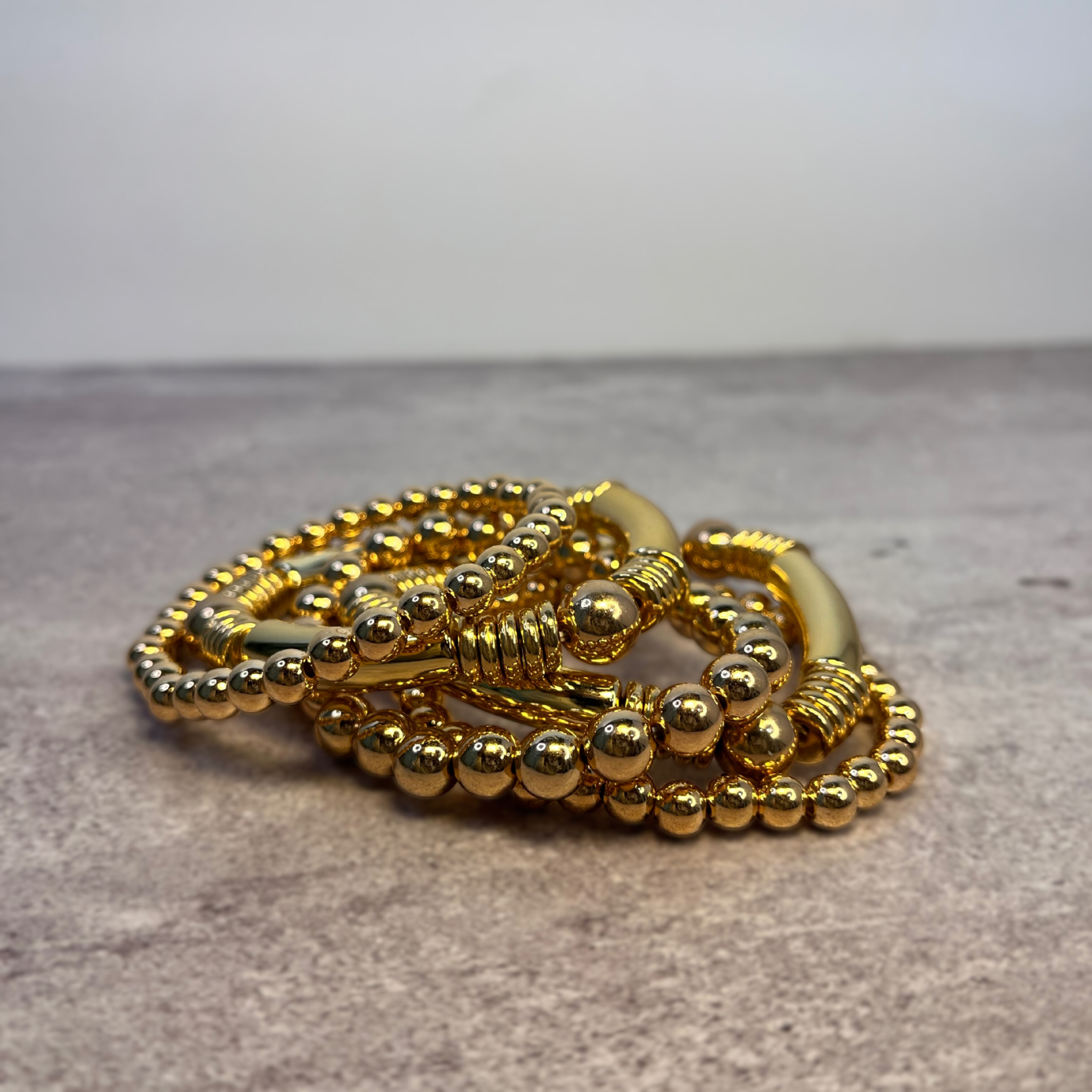 Beaded Gold Bracelet (Set of 3)