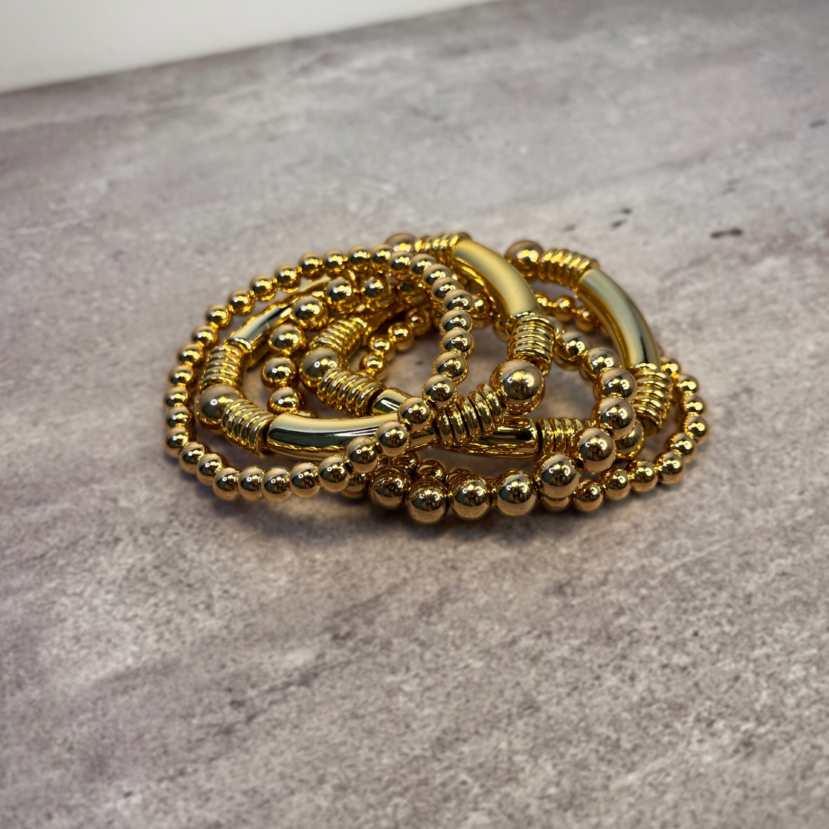 Beaded Gold Bracelet (Set of 3)