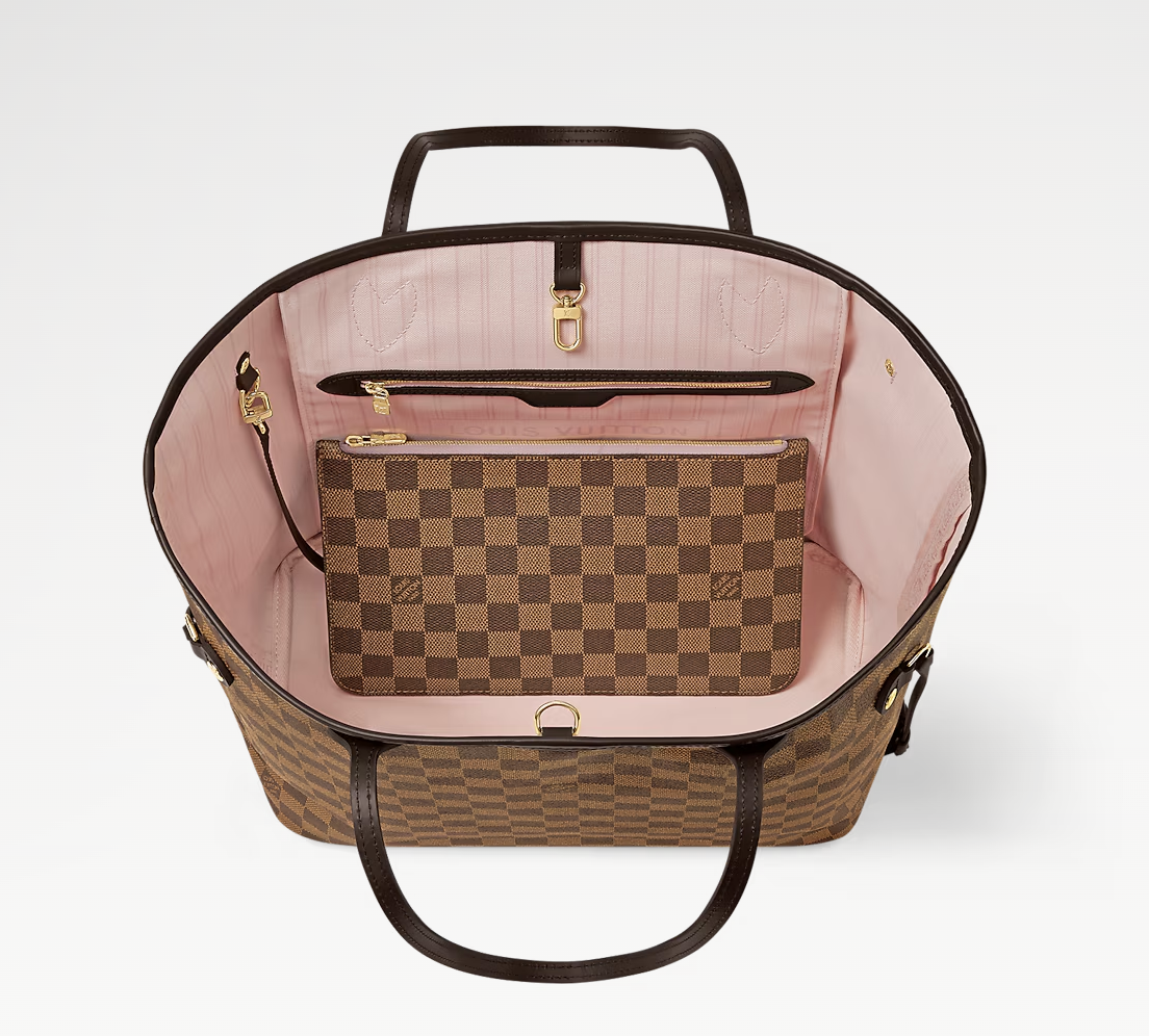 Borsa shopper a quadri marrone