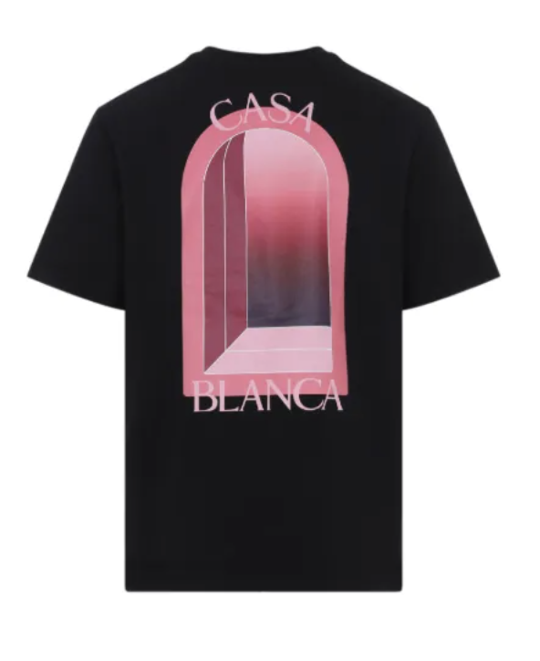T-shirt Nero con Stampa Rosa