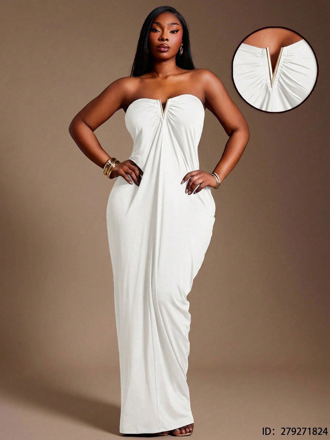 White Strapless Maxi Dress