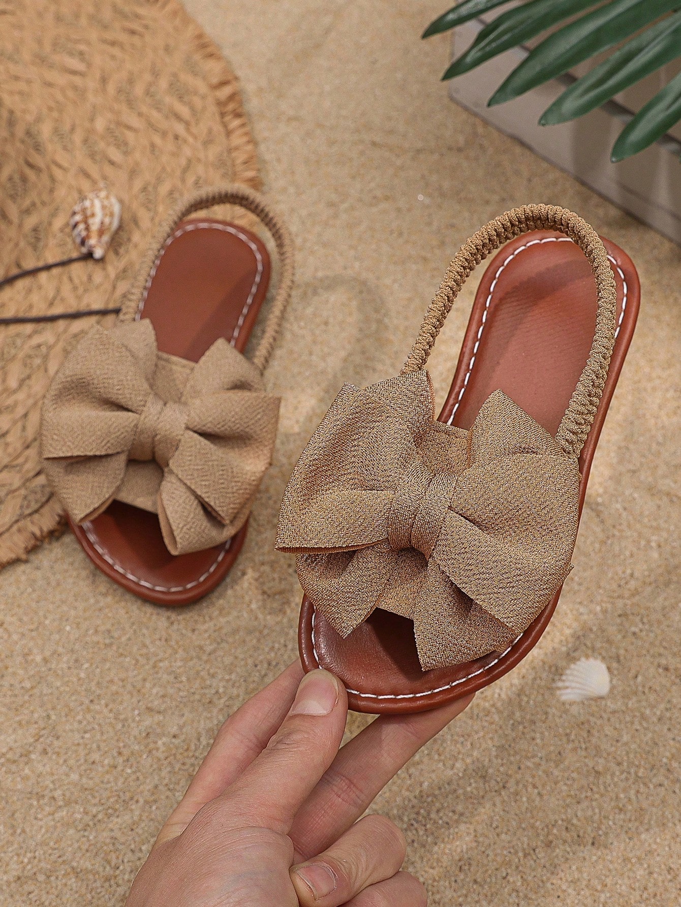 Beige Bow Sandals
