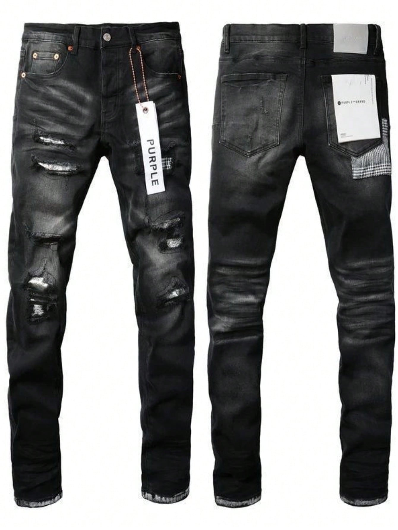 Men's Distressed Black Jeans