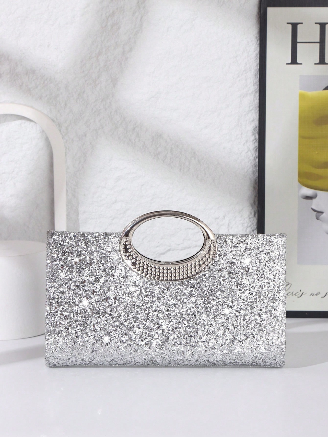 Silver Glitter Clutch