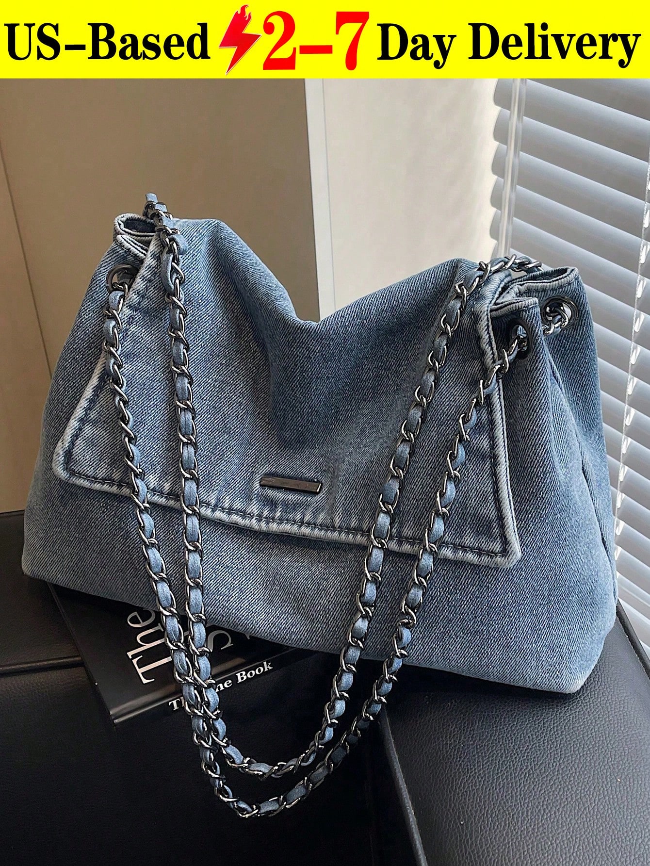 Denim Chain Shoulder Bag