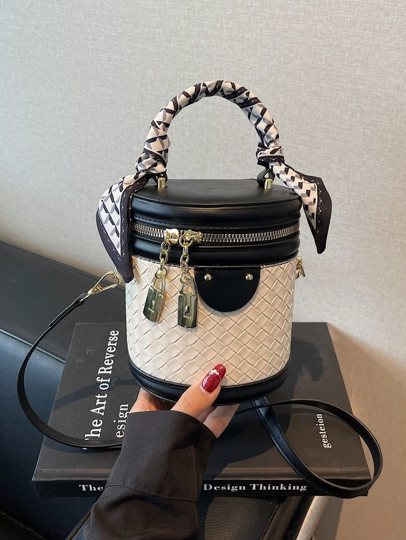 Woven Cylinder Crossbody Bag