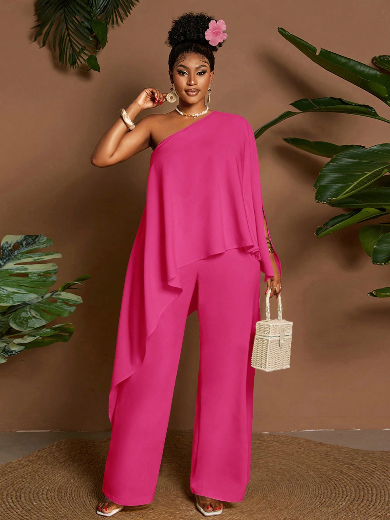 Asymmetrical Hot Pink Jumpsuit