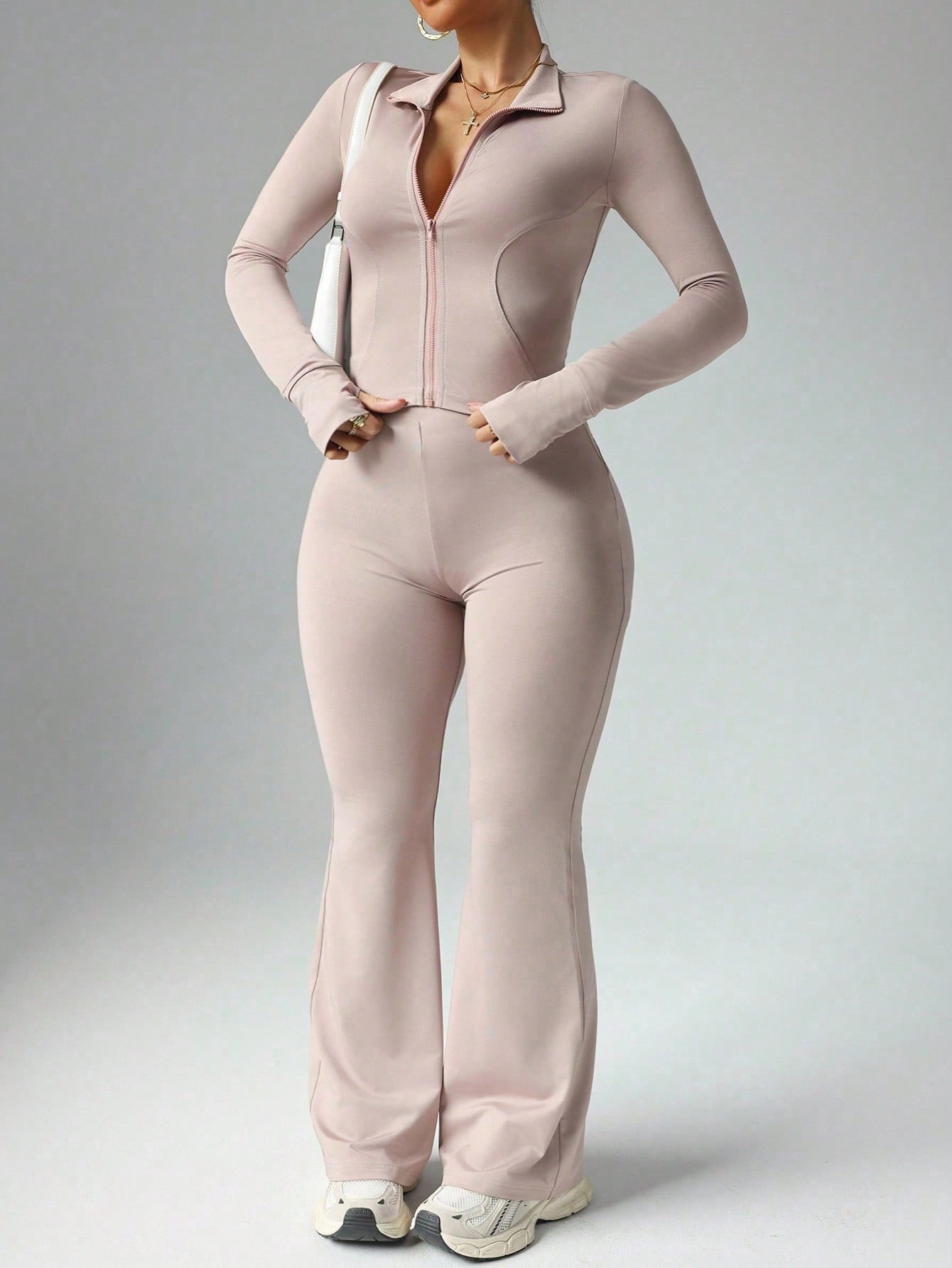 Zip-Up Long Sleeve Jumpsuit