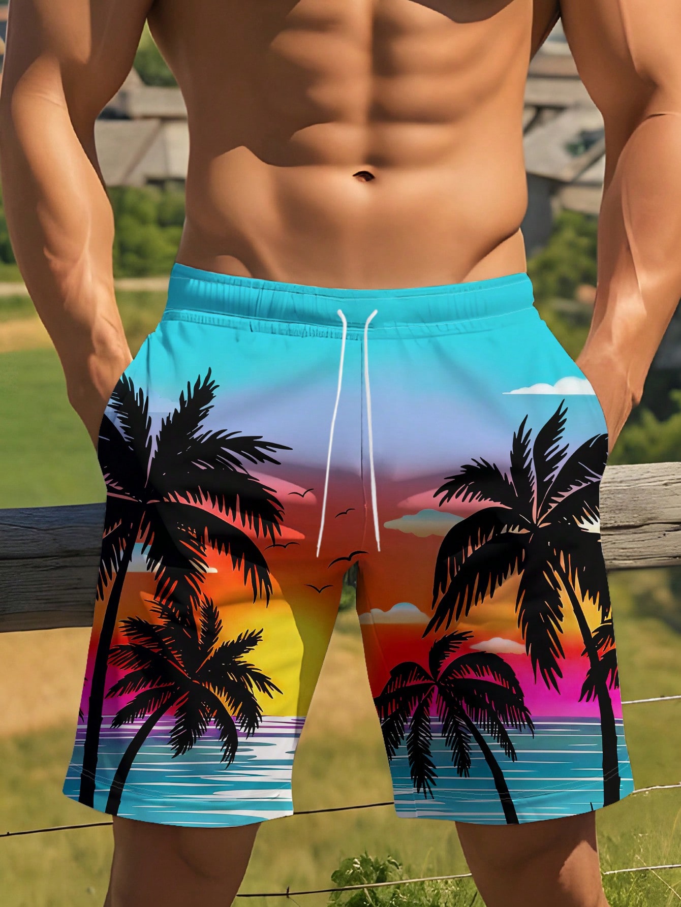 Tropical Sunset Swim Shorts
