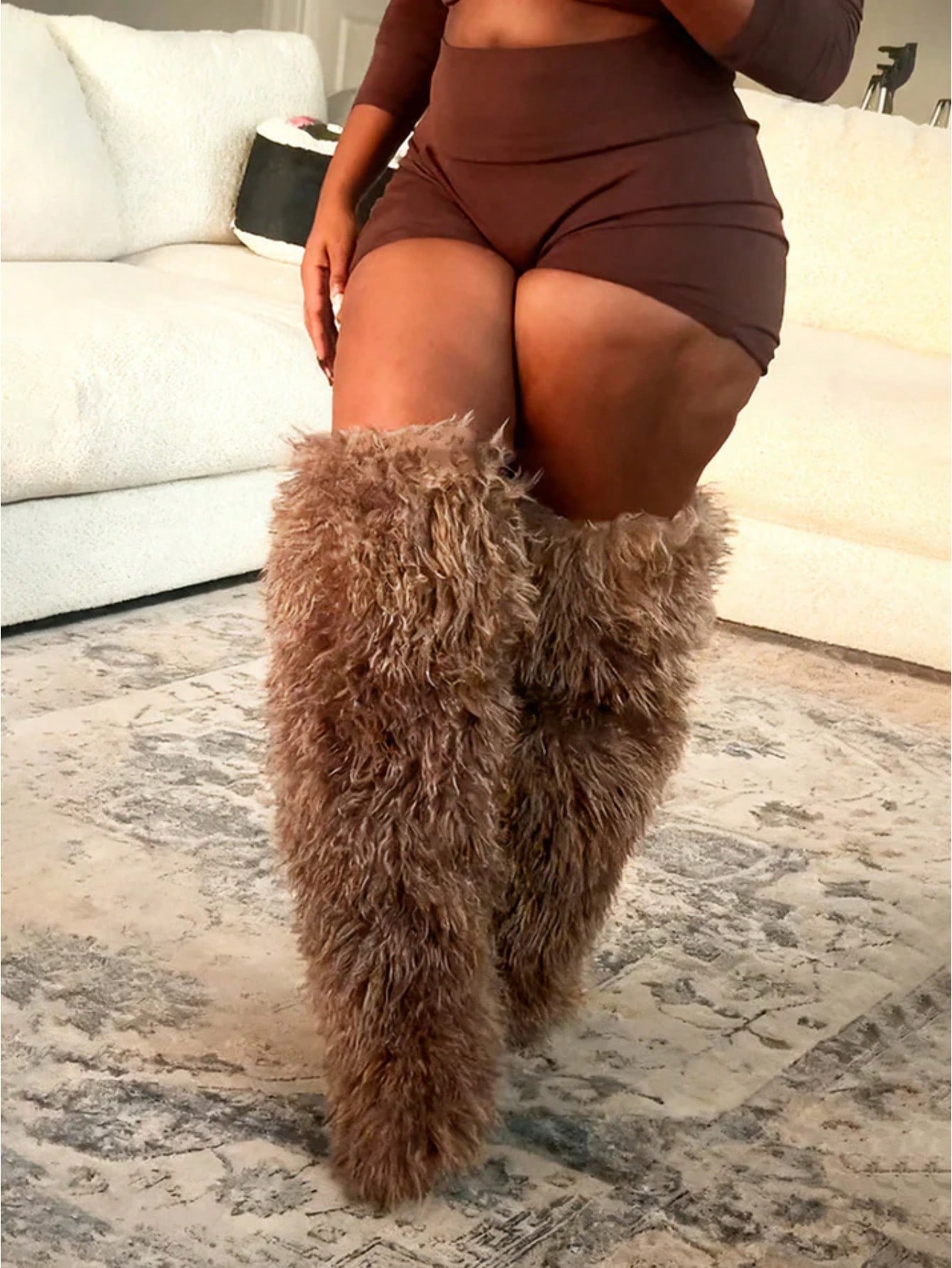 Fuzzy Knee-High Boots