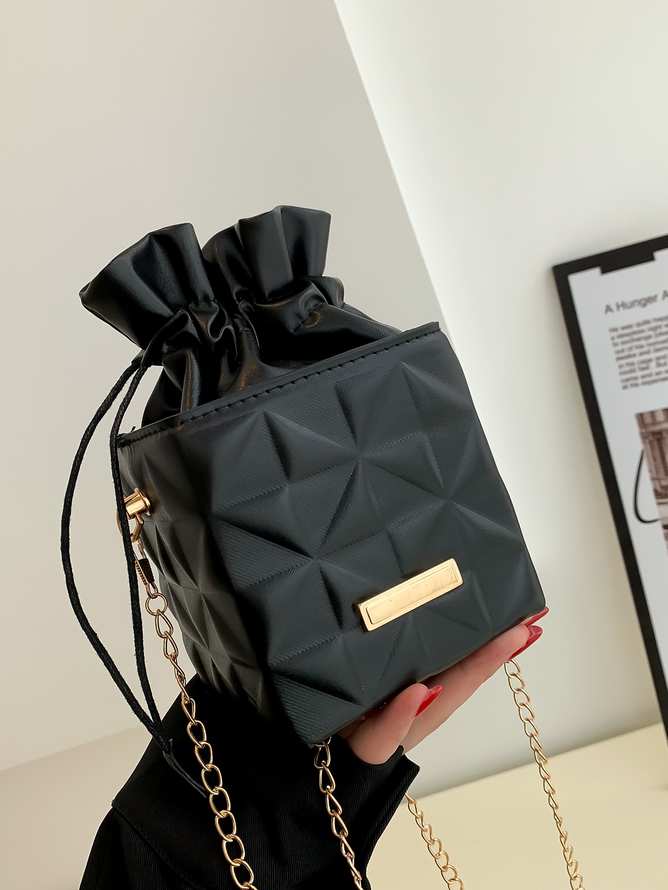 Geometric Black Mini Handbag